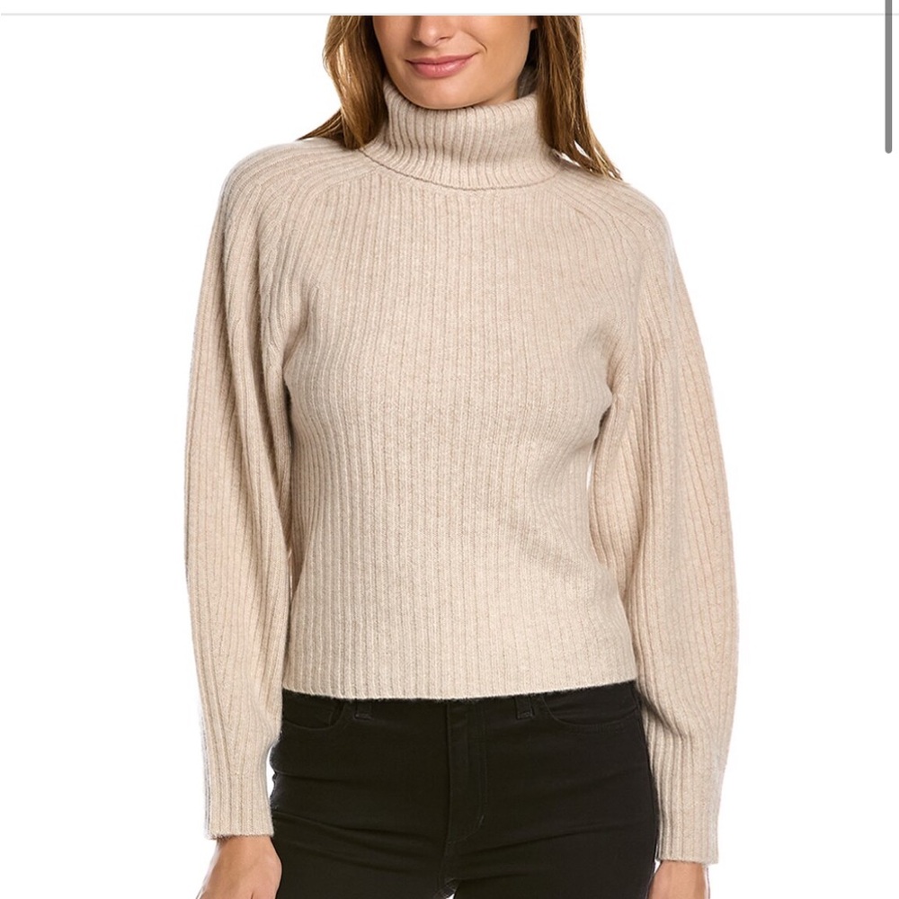Vince Beige Ribbed Cashmere Sweater